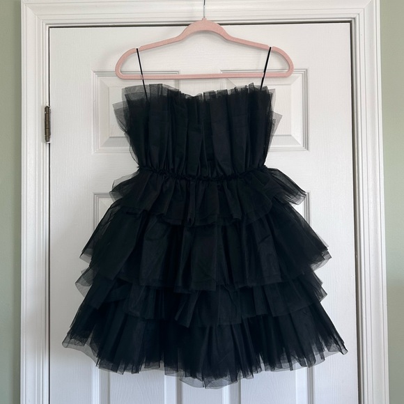 MABLE Aileen Ruffle Mini Dress, Black, Small, NWT - Picture 7 of 9